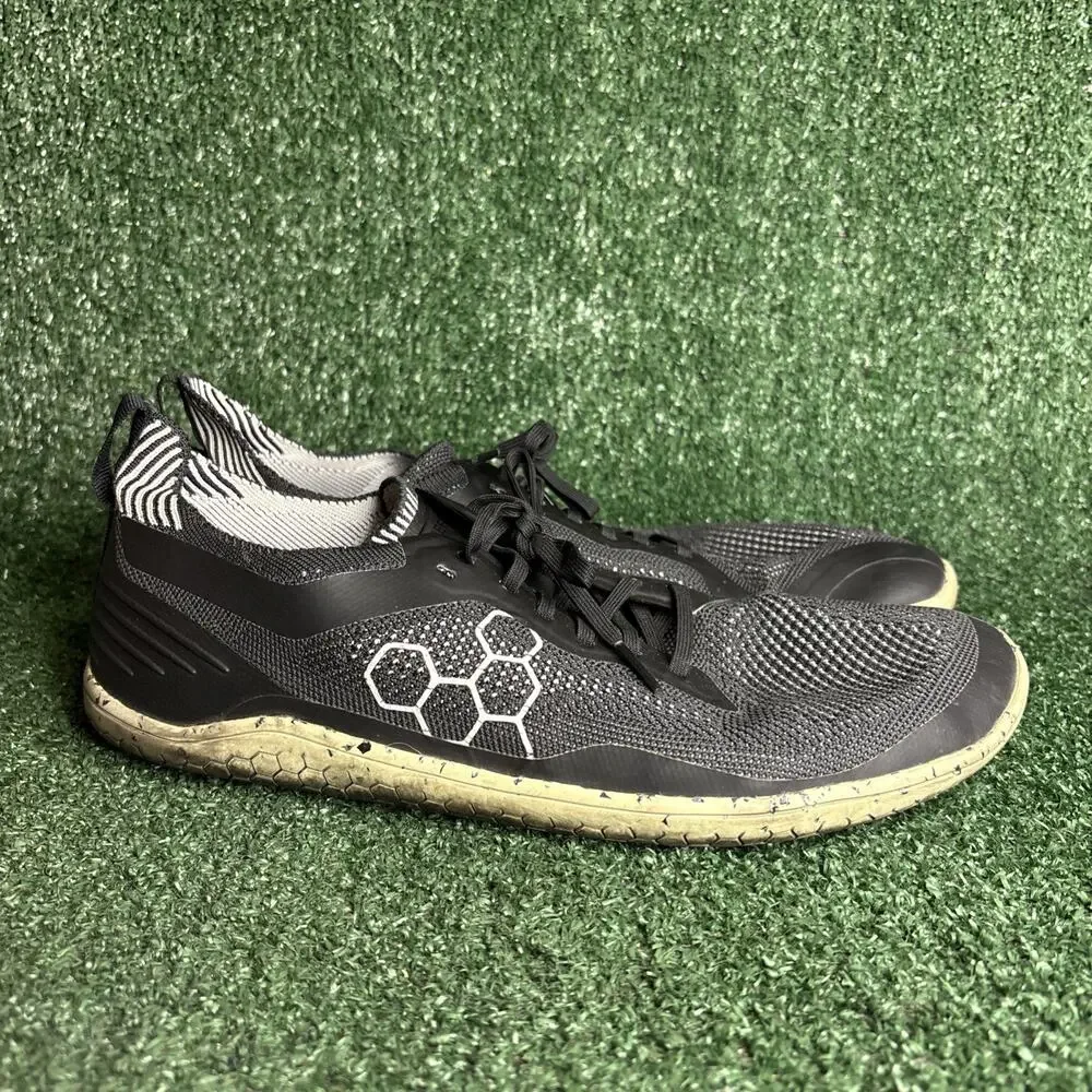 Vivobarefoot Geo Racer Knit Sneakers Black White Mens EU 45 / US 12 Eco Friendly